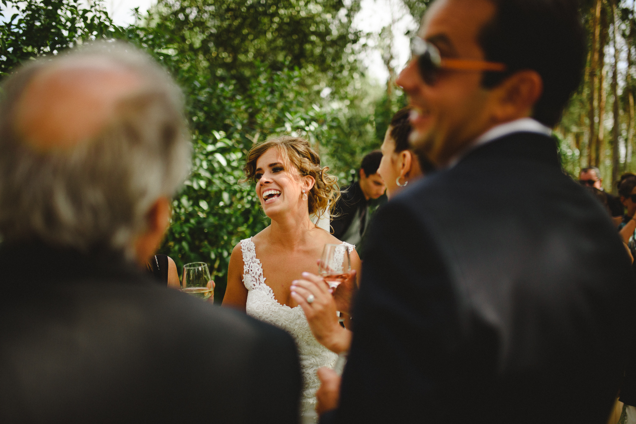 Bride smiling during cocktail time