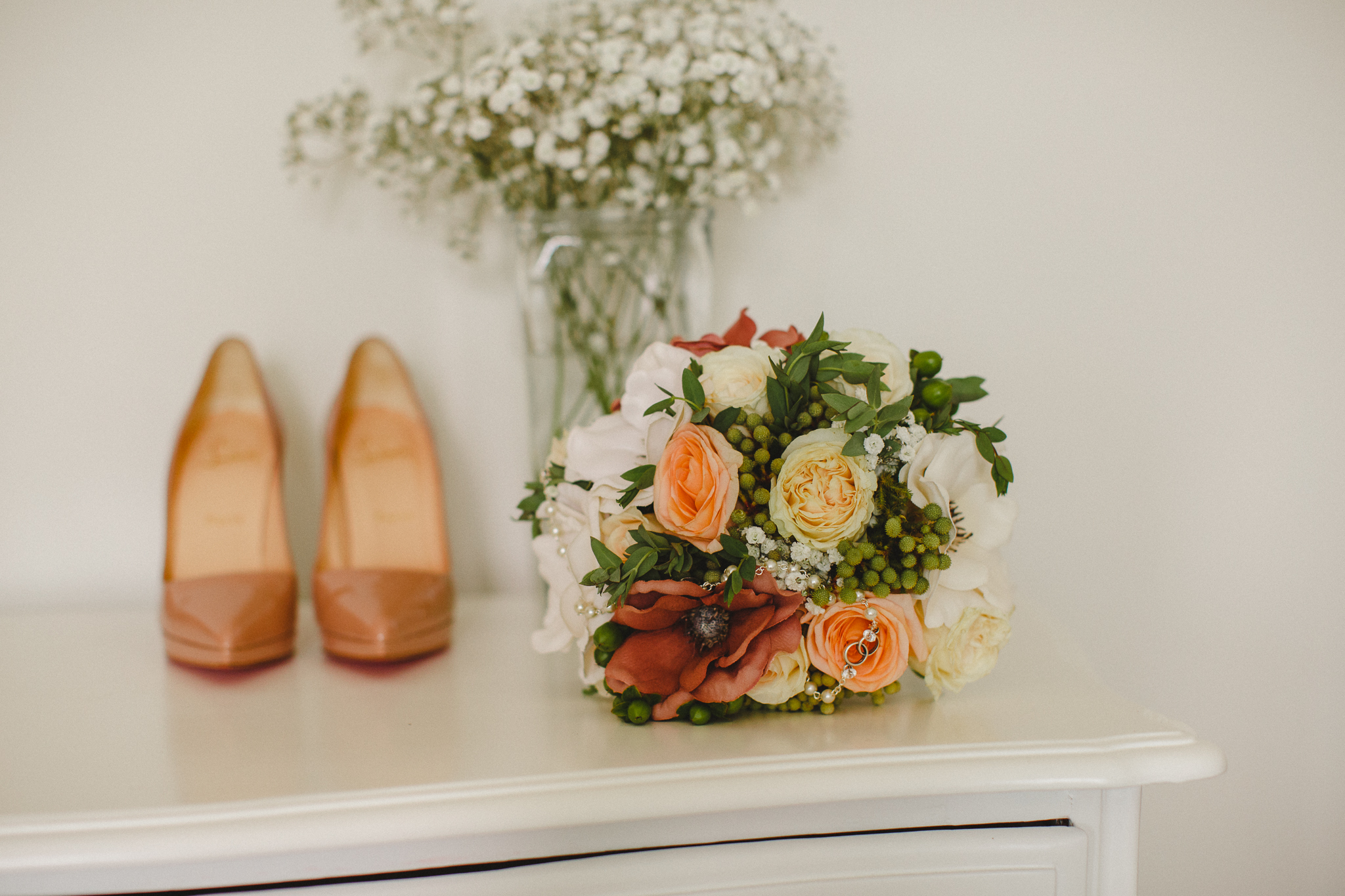 Bride's shoes and flowers.