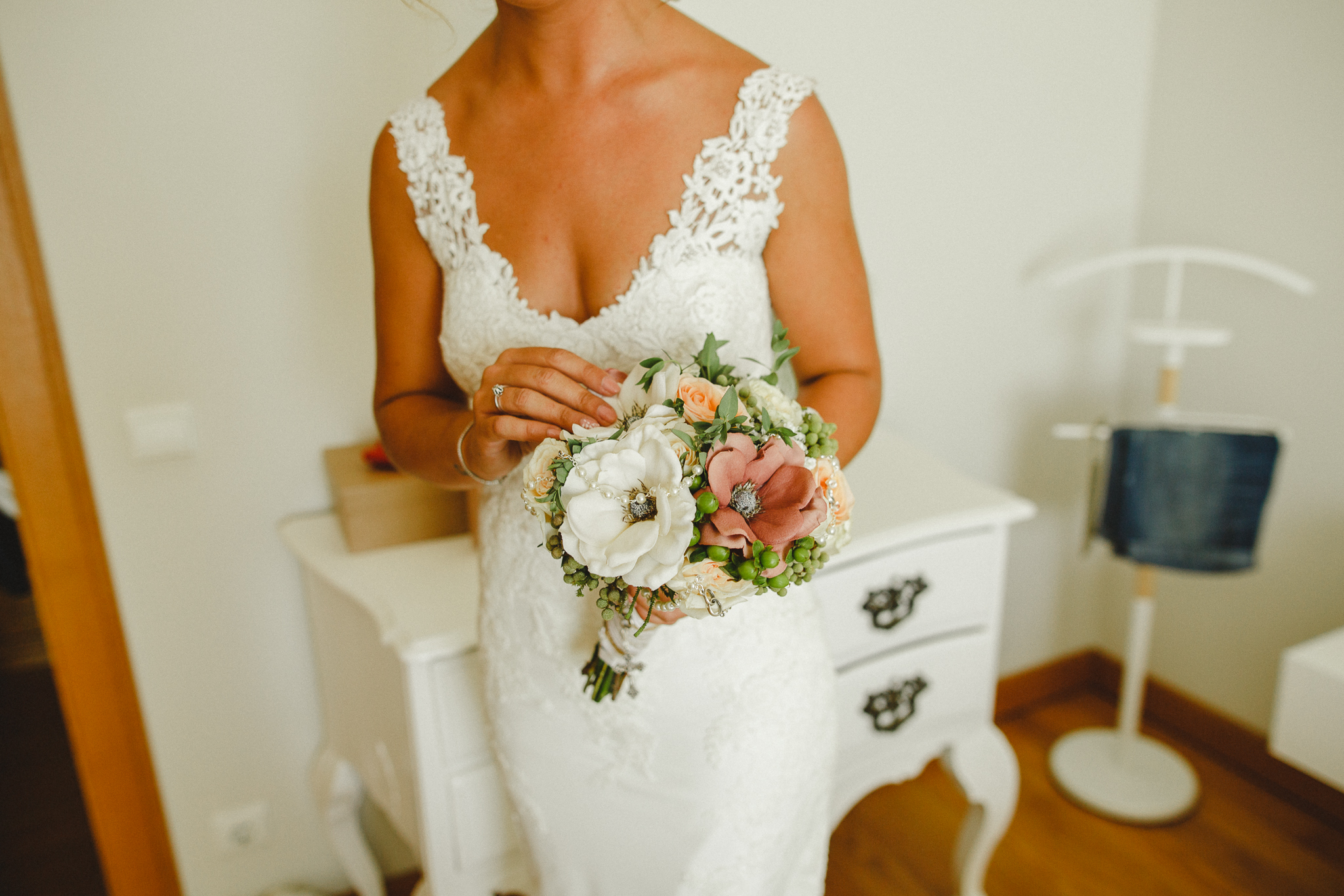 Bride holding her flowers.