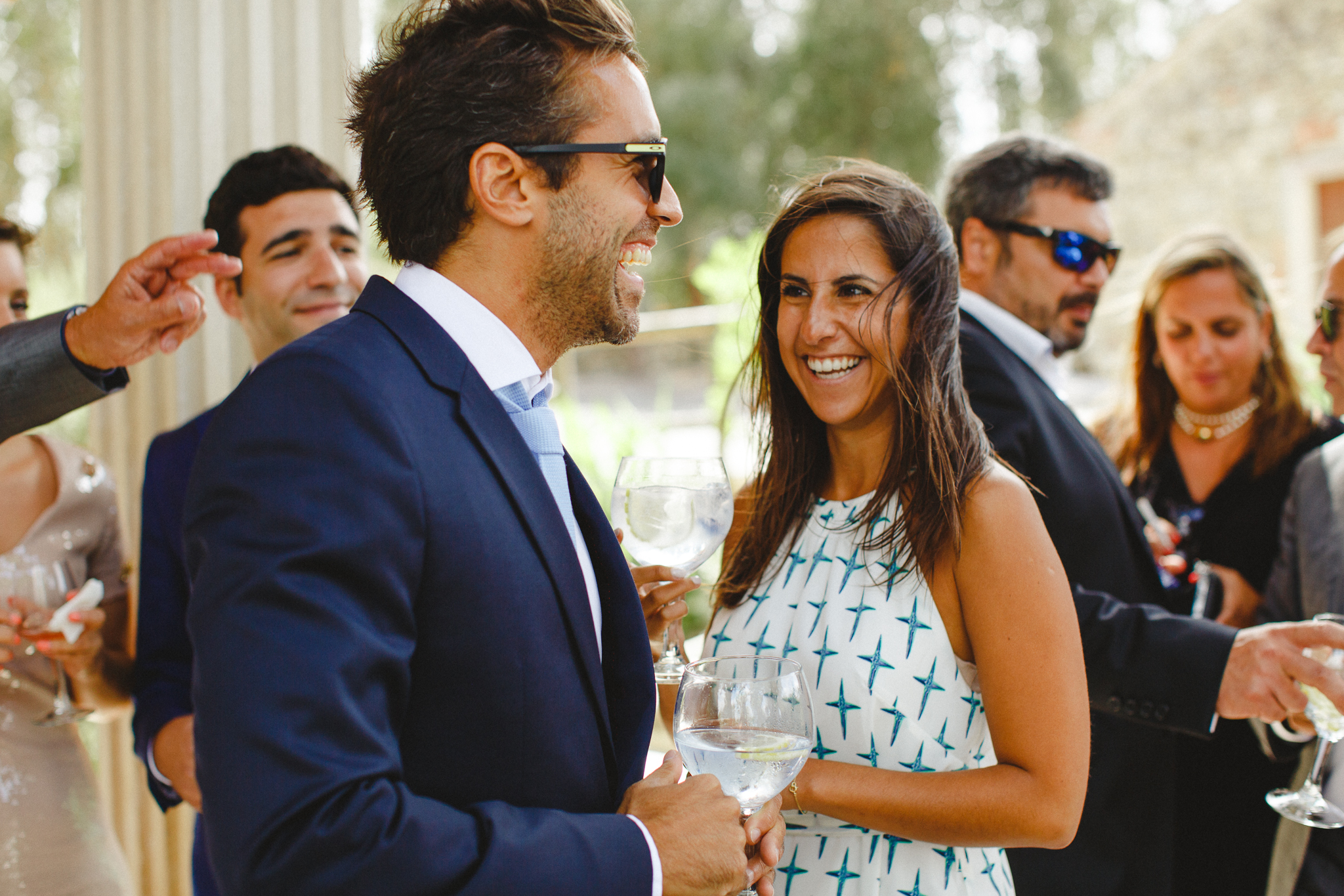 Weddings guests having fun during cocktail