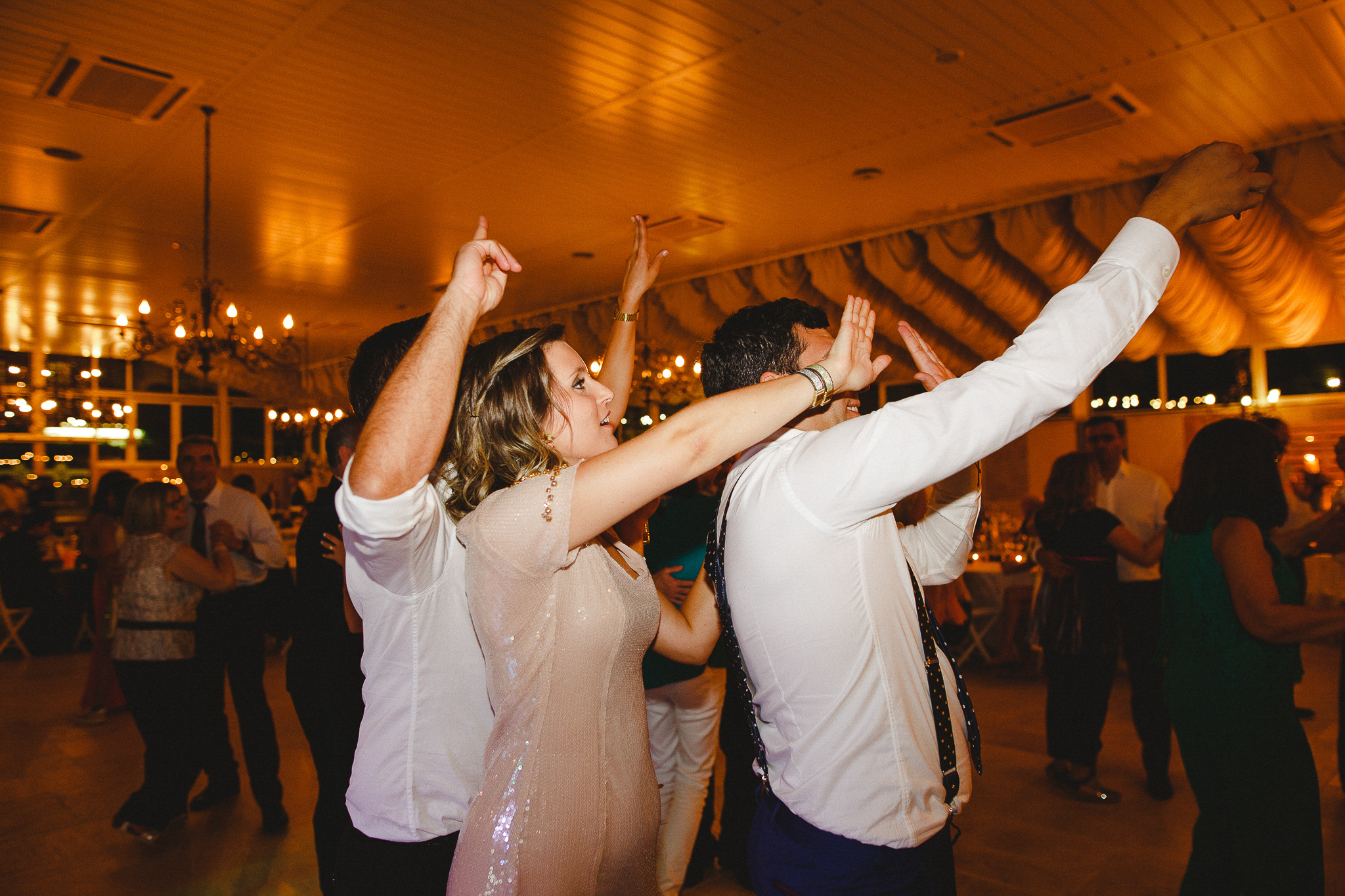 Wedding guests having fun on the dance floor