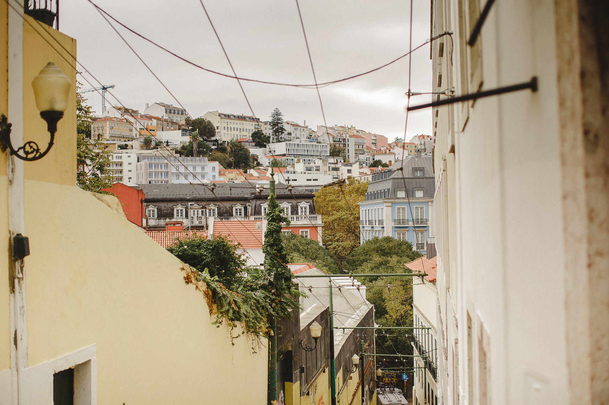 Lisbon's overview when going up one of the popular tram streets. 